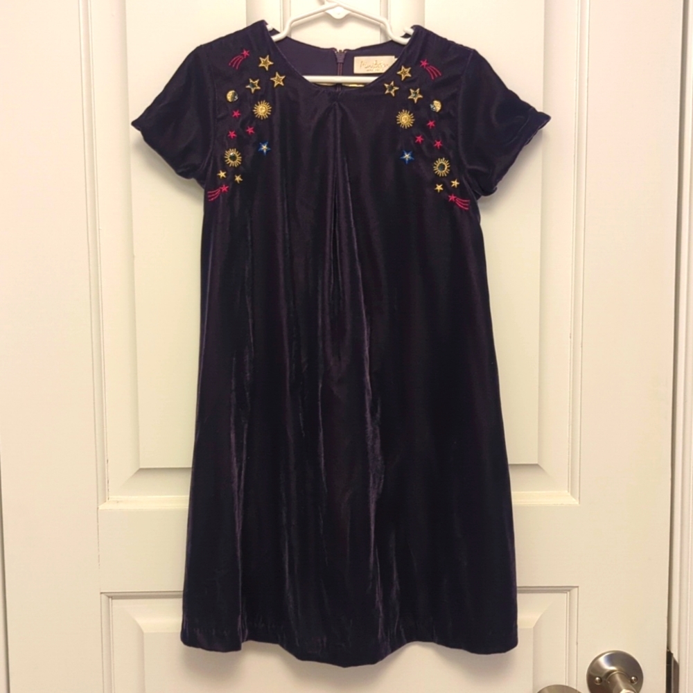 Mini boden velvet navy dress size 7-8y